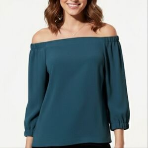 ARITZIA Babaton Rodrigo Off The Shoulder teal Blouse dark aqua green sMALL K1